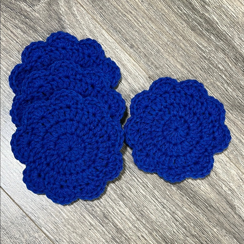 Handmade Blue Crochet Coasters